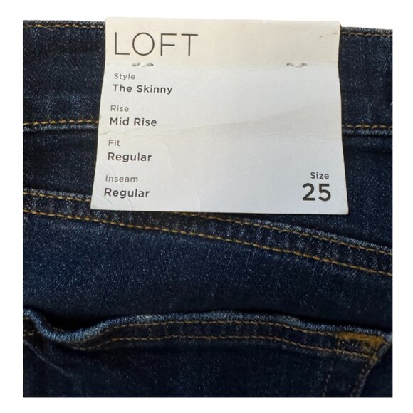 LOFT The Skinny Mid Rise Jean in Rich Dark Indigo Size 0 / 25 - Picture 3 of 5